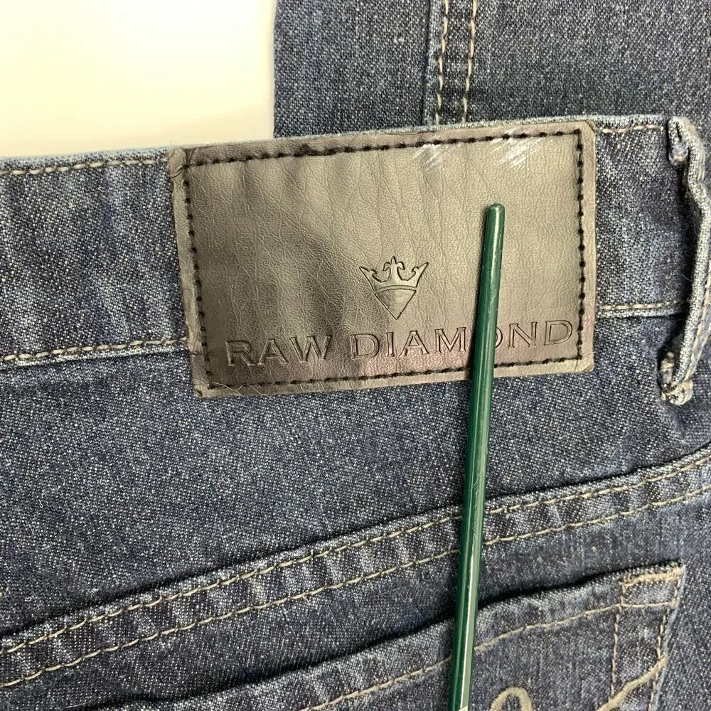 Raw Diamond Jeans Mens 30 x 32 Cotton Slim Fit Dark Wash Distress
